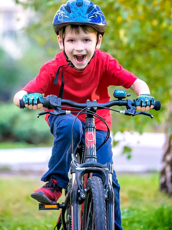 Boao 3 Pairs Kids Half Finger Bike Gloves Non-Slip Breathable Adjustable Birthday Gift for Boys Girls for Bike Workout