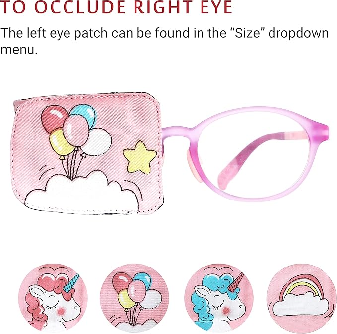 Astropic Cotton & Silk Eye Patch for Kids Glasses (Right Eye, Balloon)