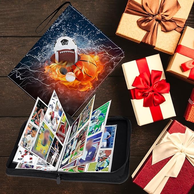 Sports Card Binder 4 Pocket Trading Card Binder 400 Pockets Double Sided Pockets Baseball Card Binder for Football Baseball Basketball Hockey Card and Other TCG Collection Storage Album