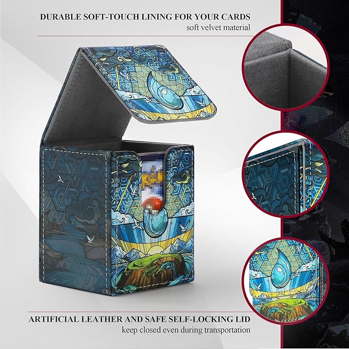Card Deck Box for MTG Card Storage Box Holds 100 Plus Single Sleeved Cards with Trading Cards Games TCG Yugioh etc. (Light Blue)