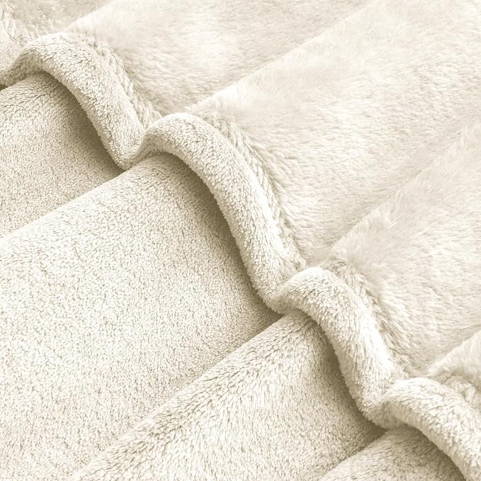 BEDELITE Fleece Blanket Soft Plush Oversized Bed Blanket Cream 120"x120" | Ultra Soft Plush Fleece, Lightweight Warmth, All Season Comfort, Fade Resistant, Machine Washable, Perfect for Sharing