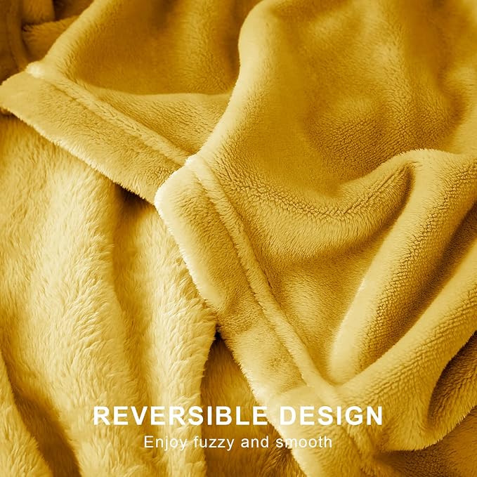 Hansleep King Yellow Fleece Blanket, Soft Flannel Bed Blanket | Fuzzy Cozy Blanket 90x108 Inches, Multi-use for Bed, Sofa, Couch, Travel, Camping, All Season Warm Lightweight Cover