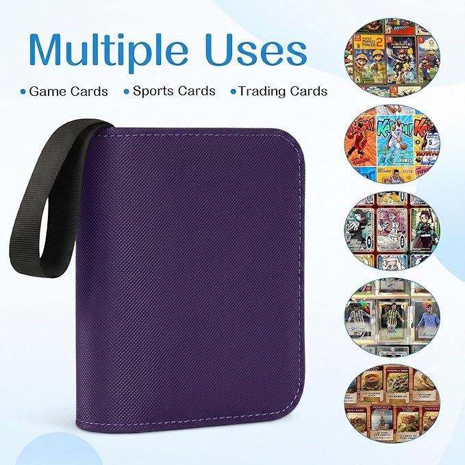 1 Pocket Card Binder–Collectible Trading Card Album, Single Card Holder with 20 Pages, Holds 40 Cards, Side-Loading Mini Binder for TCG, MTG, Sports, Baseball, Football, Small Sports Card Book,Purple
