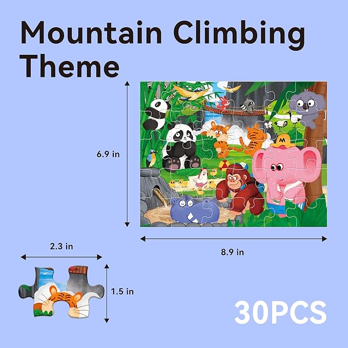 Dotimo 4-Pack Animal Puzzles for Toddlers 3-5 – Lion, Elephant, Giraffe & Monkey Progressive Learning Puzzles, 24/30/35/48 Piece Educational Games with Storage Box, Family Activities & Gifts