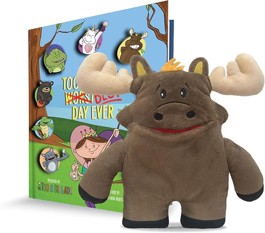 Twigs Moose Tooth Fairy Pillow and Book Bundle | 8" Plush with Pocket for Lost Teeth & Hardcover Storybook w/Tracker, Q&A for Boys Girls Children of All Ages