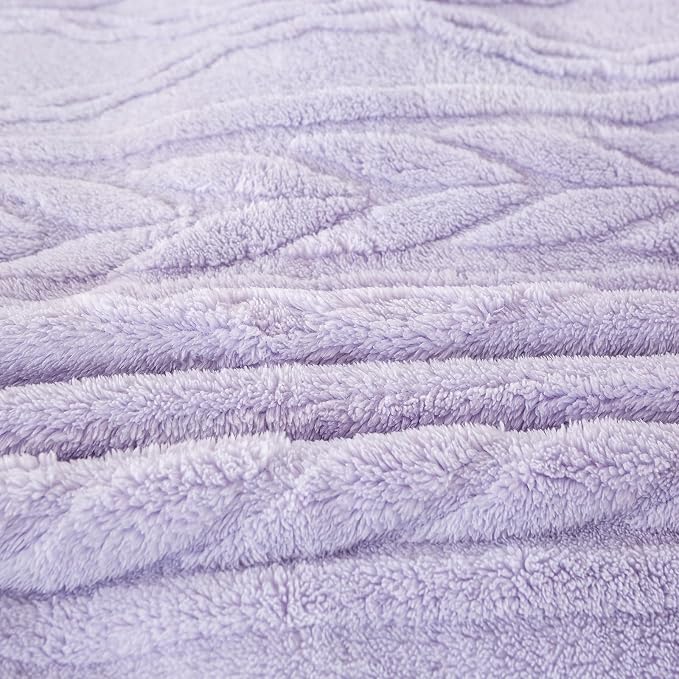 YUSOKI Sherpa Fleece Twin XL Size Blanket, Lavender Fog, 65"x90" | 3D Stylish Design,320GSM, Non-Shedding, Lightweight for All Season Use, stays fluffy after repeated washes, Perfect Gifts