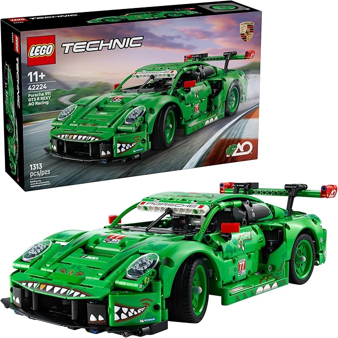 LEGO Technic Porsche 911 GT3 R Rexy AO Racing Car Building Toy for Boys & Girls - Car Toy W/Realistic Steering & 6-Cylinder Engine for Kids & Auto Fans, Ages 11+ - Gift Idea for Birthdays - 42224