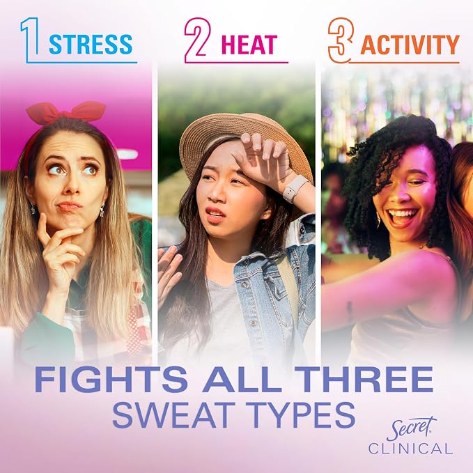 Secret Clinical Strength Antiperspirant Deodorant for Women, Couldn't Be Lovelier, 3X Sweat Protection, 72hr Sweat & Odor Protection, PH Balanced, Invisible Solid, Raspberry & Bubbles Scent, 2.6 oz