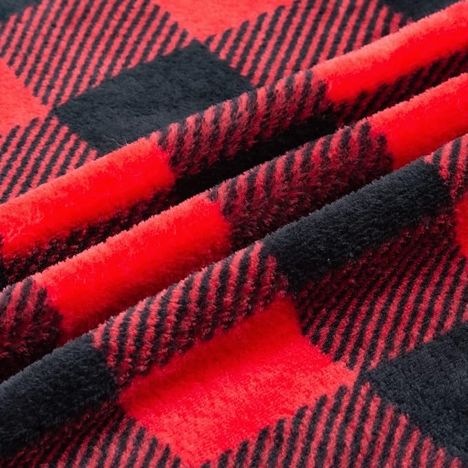 BEDELITE Plaid Fleece Twin Blanket, Red & Black Buffalo 60x80 Inches | 100% Polyester Microfibe, Soft Cozy, Lightweight Warm, Classic Buffalo Plaid, Room Decor, Machine Washable, for Couch Bed