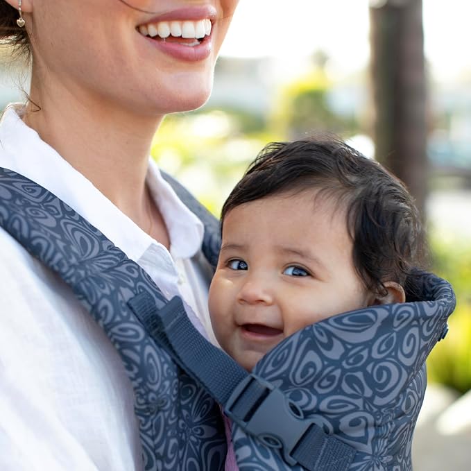 Infantino Flip 4-in-1 Convertible Baby Carrier, Adjustable, Ergonomic Hands Free Babywearing, Registry Essential, Carrier for Newborn to Toddler, Floral Navy