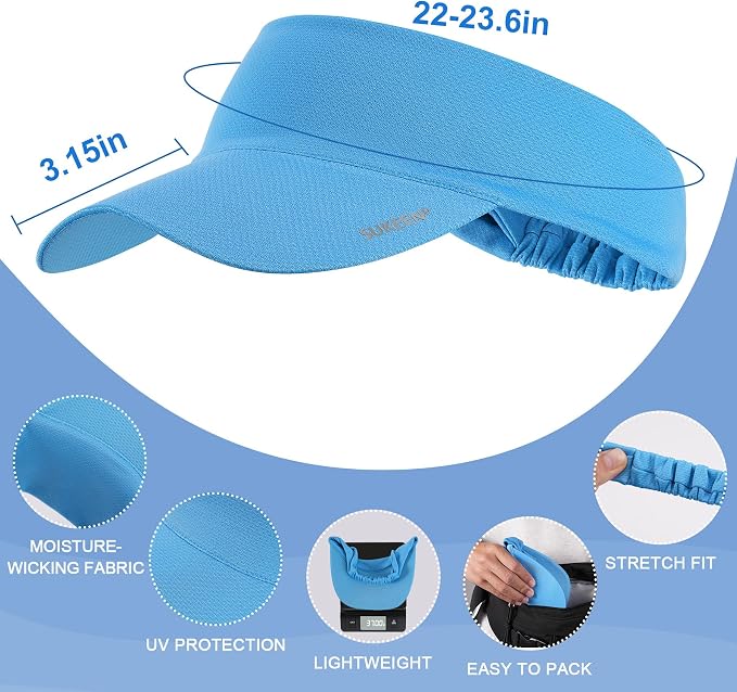 Sukeen Cooling Stretchy Sun Visor for Women Men UV Protection Cooling Hat | Lightweight quick-dry free size vizor with instant cooling, sports visor hat for golf, tennis, cycling, running, pickleball