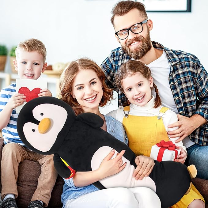 36” Long Penguins Plush Body Pillow, Cute Giant Black Penguin Stuffed Animals, Big Penguins Squishy Soft Plushies Toy, Gifts for Kids Girls and Boys, Birthdays Easter
