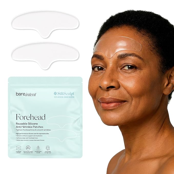 Reusable Silicone Anti-Wrinkle Patches for Forehead & Frown | Hypoallergenic, Moisturizing & Hydrating Patches for Creases, Fine Lines & Expression Lines | 2 pack (2 sets) | Up to 20 Uses