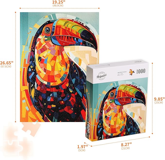 Jigsaw Puzzles for Adults 1000 Pieces, Cute Colorful Hard Challenging Puzzle for Family Fun Kids Room Decor, 20x27 Inches, Toucan