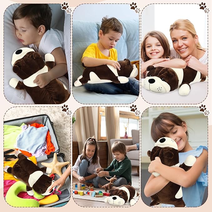 17.7" Huggable Dog Plush, Cute Stuffed Animal, Soft Adorable Cuddle Companion for Kids, Christmas Birthday Plush Pillow Gift for Boys and Girls