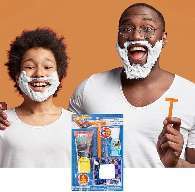 Townley Girl Hot Wheels- My First Shaving and Grooming Pretend Play Kit Safe for Kids, Boys Ages 3+, Yellow
