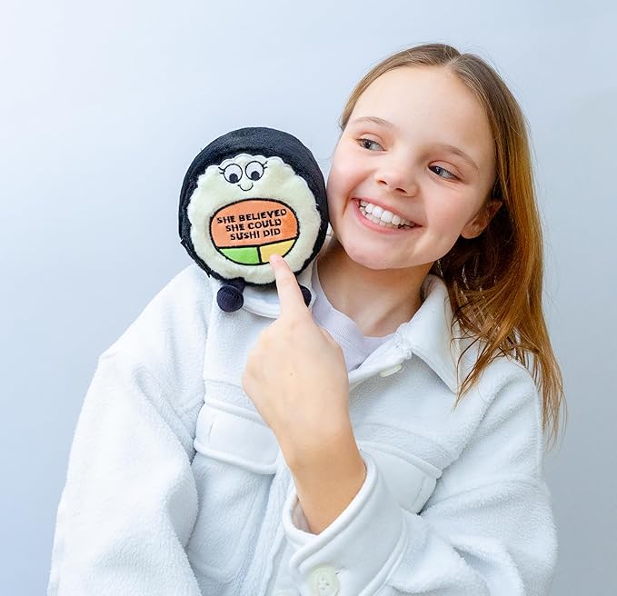 Sushi Plushie - She Believed She Could Sushi Did Punny Sushi Plush, Cute Food Plushie Gift for Kids