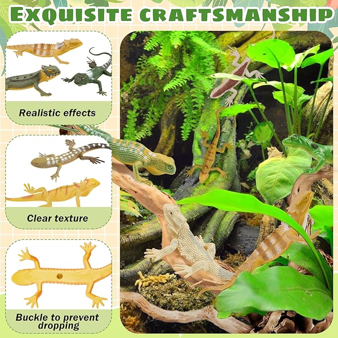 20PCS Reptile Lizard Figures Plastic Lizard Toys Reptile Realistic Lizards Animal Figures for Halloween Party Decoration, Practical Joke Educational Toys