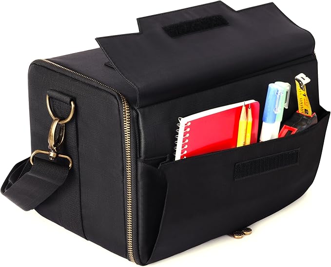 ENHANCE Miniature Figure Satchel - Compact Storage & Carrying Case for DnD Miniatures with Strap, 3 Foam Trays (2 Pre-Cut and 1 Pick & Pluck Tray) - Fits 20mm to 25mm Figures (Small - Standard Base)