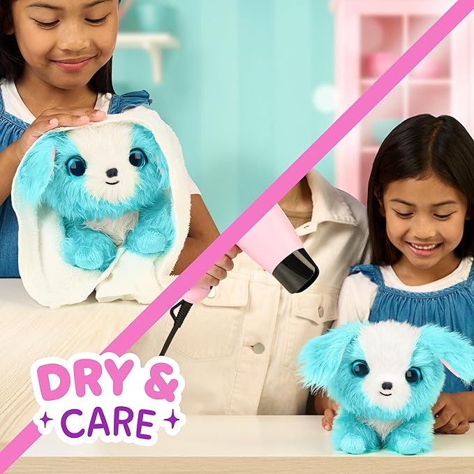 SCRUFFALUVS Pet Scruffs Blue - Mystery Plush Toy, 7.5" Tall - Wash to Reveal 1 of 3 Rescue Pets: Puppy, Bunny, or Kitty - Includes 8.7" Deluxe Pet Carrier - Styles May Vary