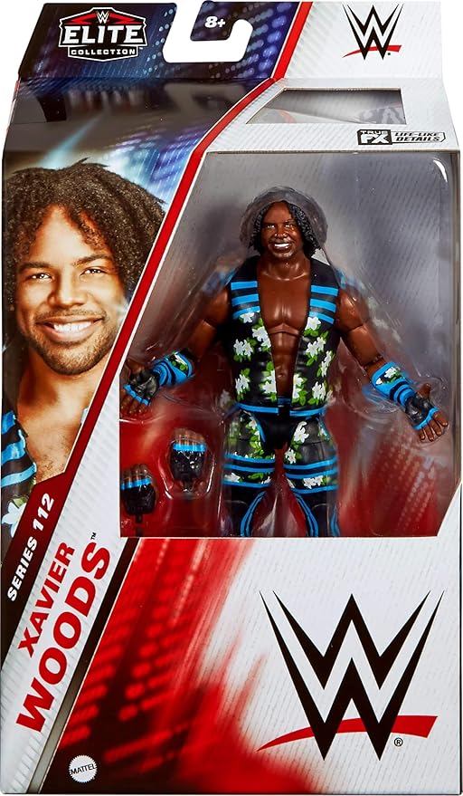 Mattel WWE Elite Action Figure & Accessories, 6-inch Collectible Xavier Woods with 25 Articulation Points, Life-Like Look & Swappable Hands