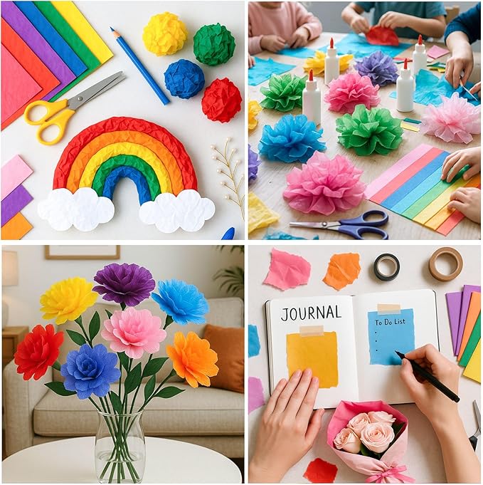 3 Otters 150 Sheets Tissue Paper, 14x20 Inch Tissue Paper for Gift Bags 30 Colors Gift Wrap Supplies Bulk for Crafts Party Decorations Art Projects