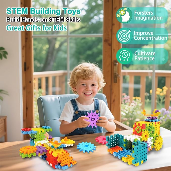 STEM Education Building Toys, 248 PCS Electric Gear Building Blocks Toys Set with Drill, Toddler Screw Toy, Kids Tool Set Construction Toy for Boys Girls Gifts Age 3+