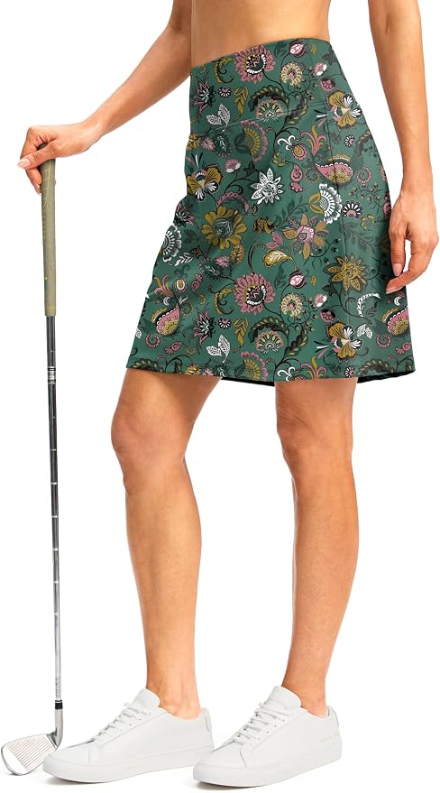 G Gradual 19" Skorts for Woman with Pockets High Waist Golf Skirt | Lightweight, Stretchy, Breathable, Tummy Control, Built-in Shorts, Athletic, Tennis, Pickleball, Casual Summer