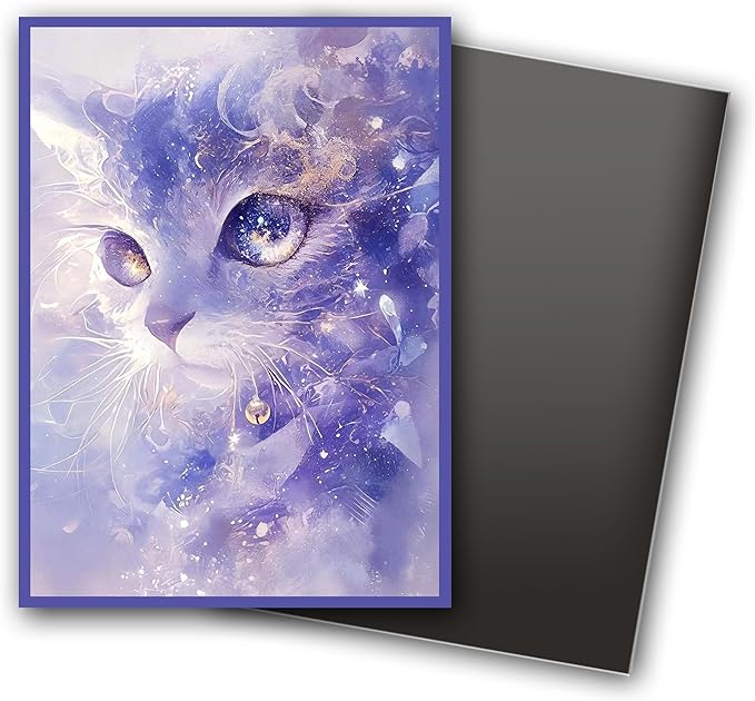 MTG Card Sleeves, Ultra Clear Front & Matte Finish Back, 100 Count Standard Size Matte Art Sleeve for Magic The Gathering (Blue cat)