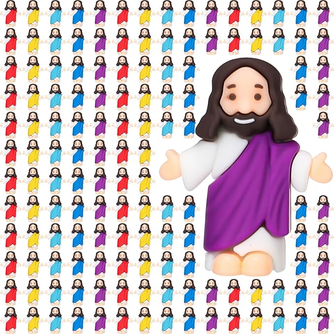 Barydat 300 Pcs Little Jesus Figures Baby Mini Jesus Figurines Bulk to Hide and Seek Tiny Miniature Christ Savior Figurine Toys Religious Gift for Easter Egg Stuffer Sunday School Baptism, Multicolor