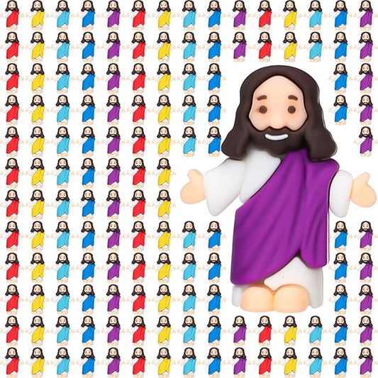 Barydat 300 Pcs Little Jesus Figures Baby Mini Jesus Figurines Bulk to Hide and Seek Tiny Miniature Christ Savior Figurine Toys Religious Gift for Easter Egg Stuffer Sunday School Baptism, Multicolor