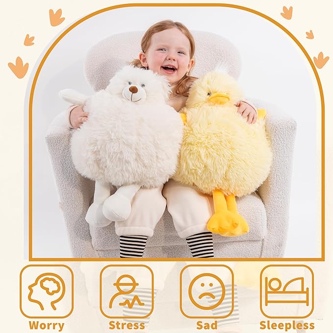Weighted Stuffed Animals Duck - Plush Soft Yellow Duck Stuffed Animal - Cozy Duck Weighted Stuffed Animals Toy - Wonderful Gift for Kids and Adults - 20 Inch 3.3 lb