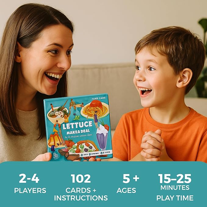 Lettuce Make a Deal Card Game | 102 Cards with Instructions | Fast-Paced Strategy Game for Kids & Adults | 2-4 Players (Up to 8 in Teams) | Ages 5+ | Family Travel & Party Fun
