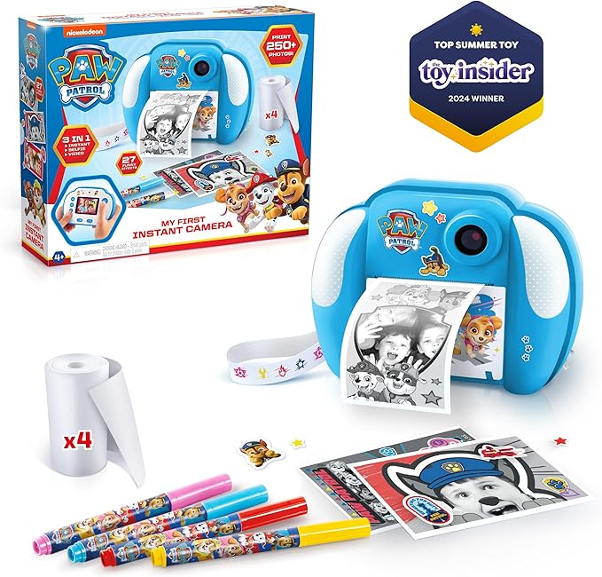 Paw Patrol™ My First Instant Camera; Photo, selfie, and video functions; Ink free printing; Frames and filters can be added digitally; Stickers and markers can be added after printing-Amazon Exclusive