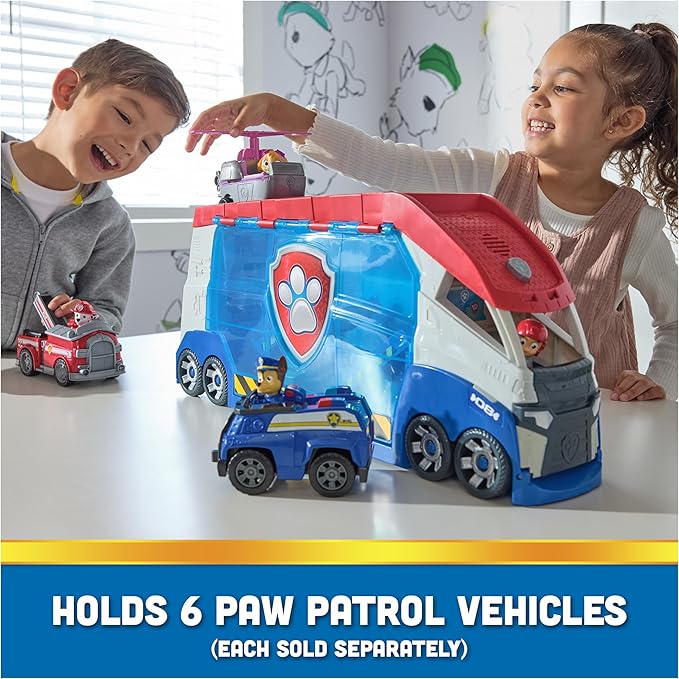 Paw Patrol, Transforming PAW Patroller with Vehicle Launchers, Lights & Sounds, Ryder Action Figure & ATV Toy Car, Kids Toys for Boys & Girls Ages 3+