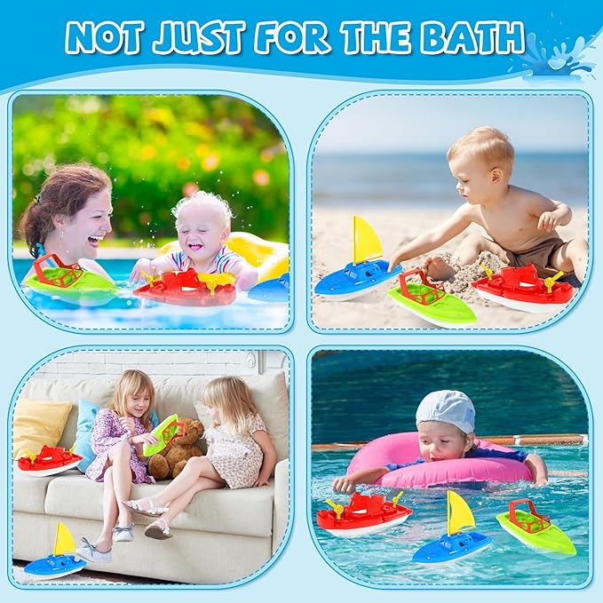 Toy Boats, 3 PCS Bath Toy Boat for Kids Explore Learn Play with Toy Boats Set Ideal for Kids Water Time
