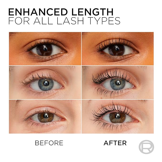 L’Oreal Paris Makeup Original Telescopic Mascara, Separating Mascara Volume and Length Formula, Washable, Black, 0.27 Fl Oz., 2 Count