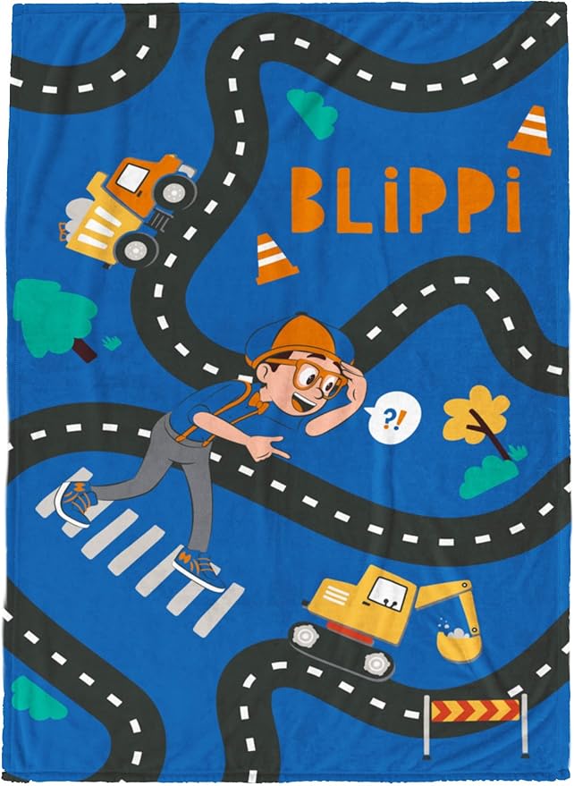 Jay Franco Kids Plush Throw Blanket – Soft & Cozy Fleece Throw for Bedroom & Couch Décor, Official Licensed Product, Blue - Blippi, 60x90 - Large Blanket