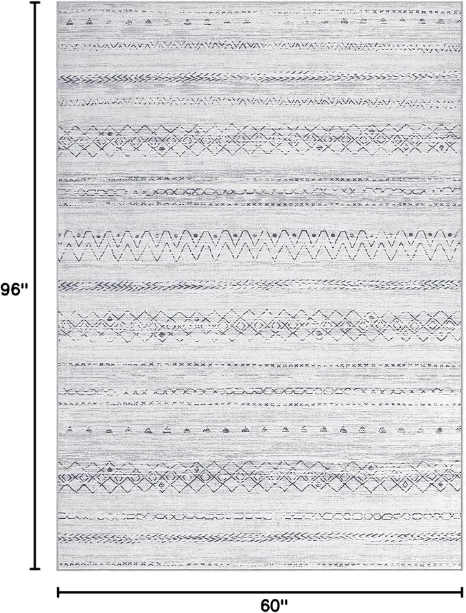 cotiled 5x8 Area Rugs Living Room Rug: Washable Boho Rugs with Non Slip Backing Large Soft Indoor Stain Resistant Carpet for Bedroom Farmhouse Dining Room Lightweight Home Decor Grey
