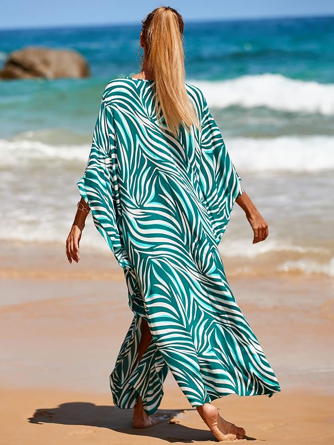Venasha Womens Caftan Floral Print Kaftan Dress Short Sleeve Swimsuit Cover up Loungewear for Summer