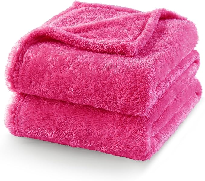 Exclusivo Mezcla Fuzzy Plush Fleece Bed Blanket Queen Size, Hot Pink | 90x90 Inches, Super Soft and Cozy Bed Blanket, Fluffy Decorative Bedding for Livingroom, Bedroom, All Season