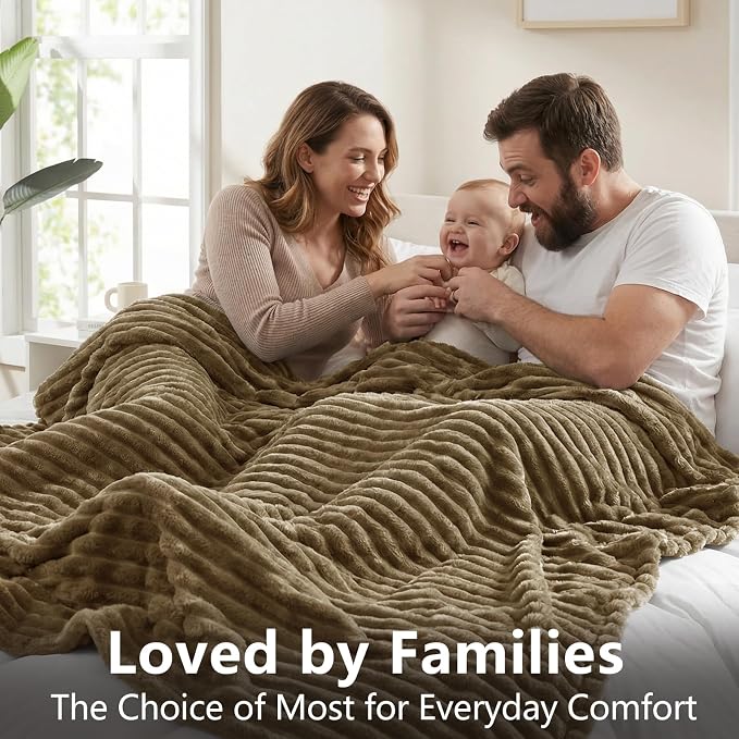 HIMEET Camel Throw Blanket for Couch, 300GSM Ribbed Fleece, 50 x 60 Inches | Ultra Soft Flannel, All-Season Lightweight Warmth, Home Room Decor & Dorm Essential, Gift for Men & Women, Machine Washable