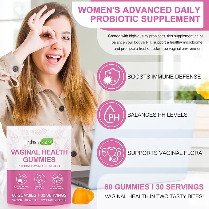 newseel Vaginal Probiotics Gummies,Feminine Balance Gummies for Women,Womens Vaginal Health Supplement,Improve Immune,Promotion of Womens Health - 60 Gummies(2Pack)