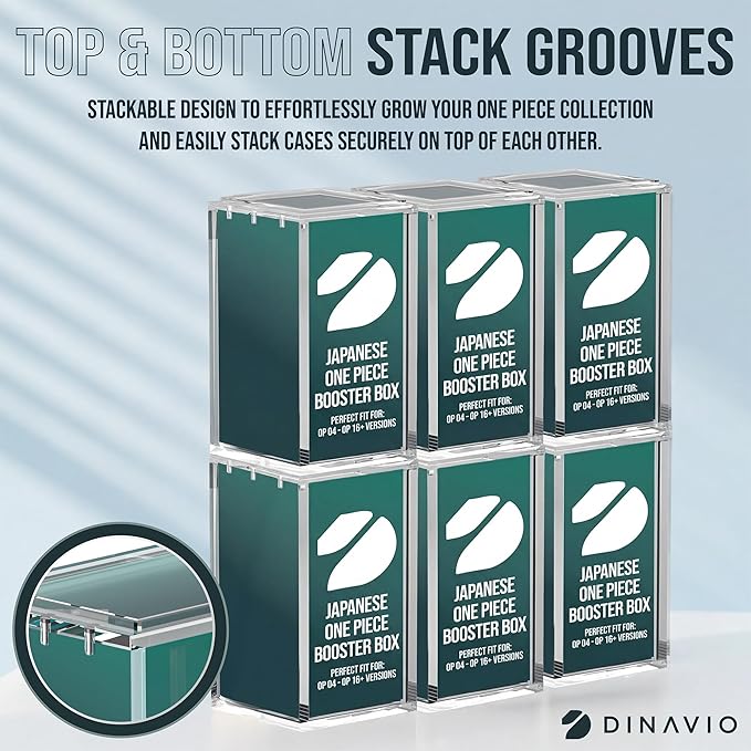 Dinavio Crafthouse Japanese One Piece Booster Box Acrylic Display Case Stackable - UV Protection with N52 Strong Magnets - Compatible with Japanese One Piece OP-04 to OP-16 Booster Box
