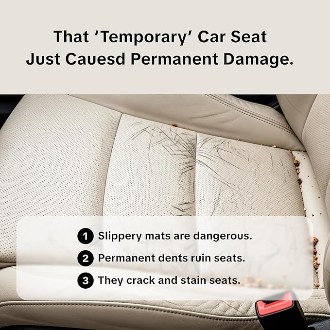 Siliguard Car Seat Protector for Leather Seats - No Indentation & Non-Slip Grip, Waterproof Seat Cover, Ultra-Thin Silicone Carseat Mat is LATCH Compatible for Baby, Child & Toddler Car Seats (Black)