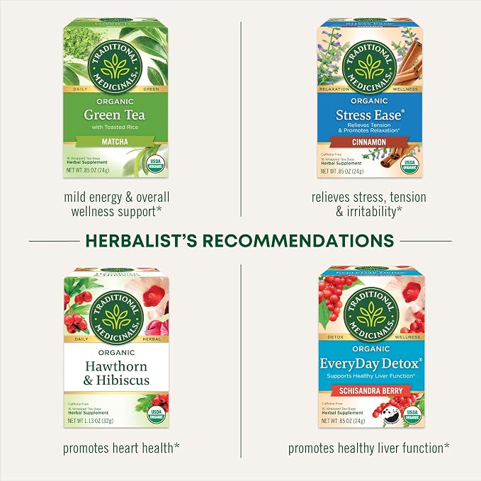 Traditional Medicinals Organic, Hibiscus Tea - Supports Normal Heart Health & Cardiovascular Wellness - Kosher, Non-GMO, Caffeine-Free, Compostable - 16 Tea Bags (Pack of 2)