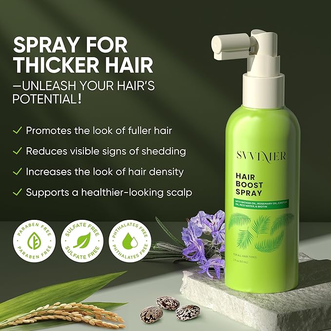 Svvimer Hair Growth Serum Spray - with Rosemary Batana Oil Biotin for Hair Loss and Thinning Hair - Thicker Fuller Hair for Women Men 2 Fl Oz (Pack of 1)