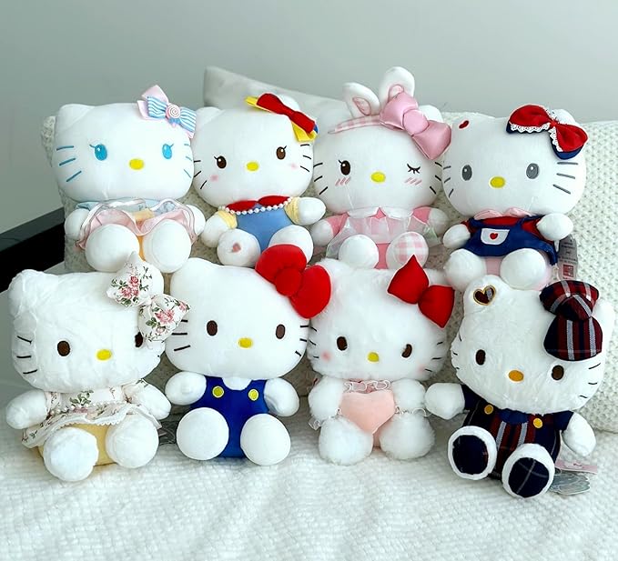 AlphaDesignLuxe Kitty Plush 10” Collectible Kitty Plushie Cute Stuffed Animal Toy Adorable Kawaii Doll (Pink)