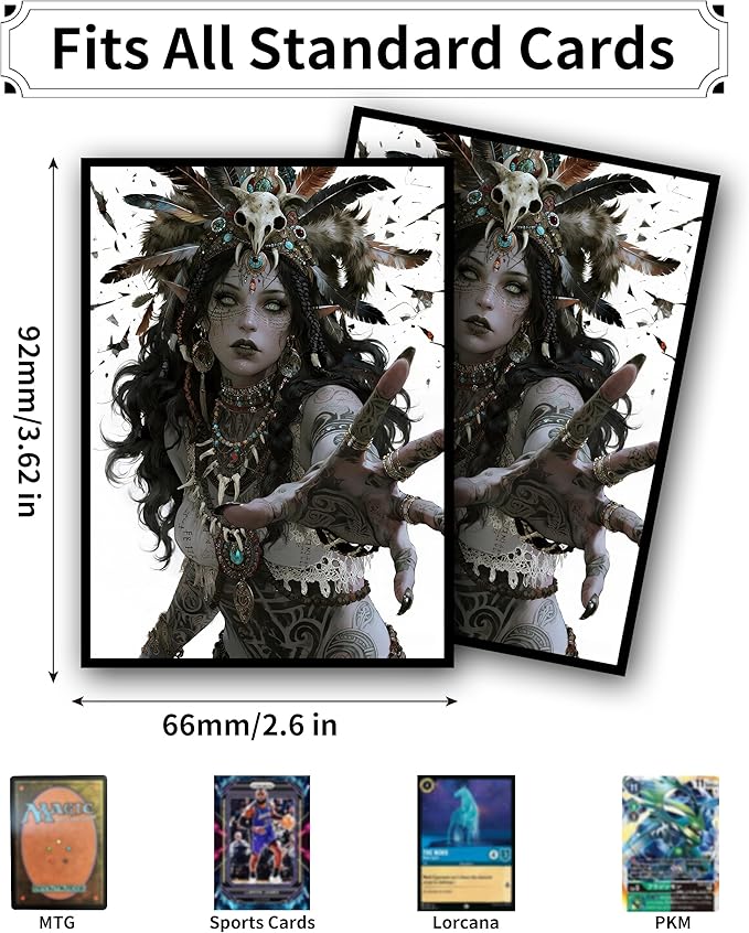 MTG Card Sleeves, Ultra Clear Front & Matte Finish Back, 100 Count Standard Size Matte Art Sleeve for Magic The Gathering (Witch)