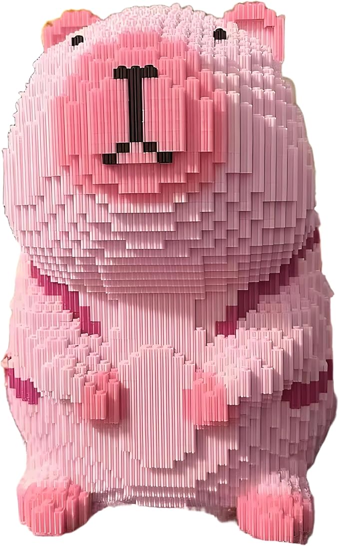 Pink Capybara Building Blocks, High Difficulty, Suitable for Adults